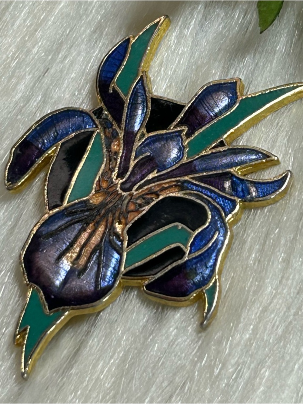 Vintage William Spear orchid enamel brooch